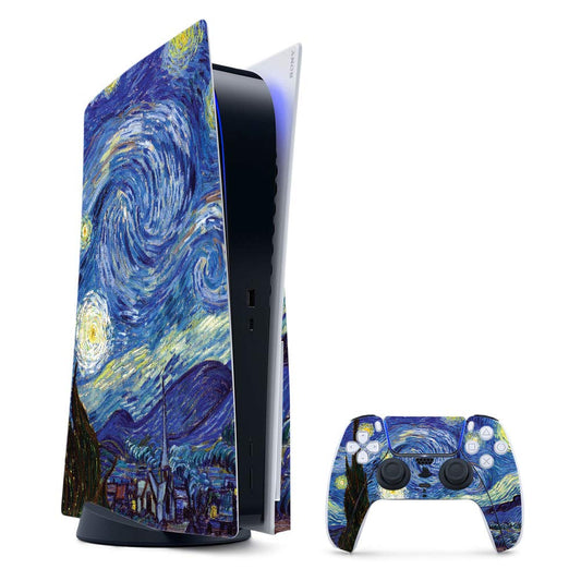 MightySkins Gaming Skin for PS5 / PlayStation 5 Bundle - Starry Night | Protective Viny wrap | Easy to Apply and Change Style | Made in The USA