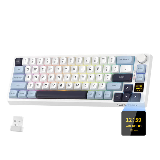 LTC Nimbleback NB682 PRO 65% Wireless Mechanical Keyboard w/Display Screen & Knob, 2.4G/ BT/USB-C Wired RGB 68 Keys Gaming Keybo