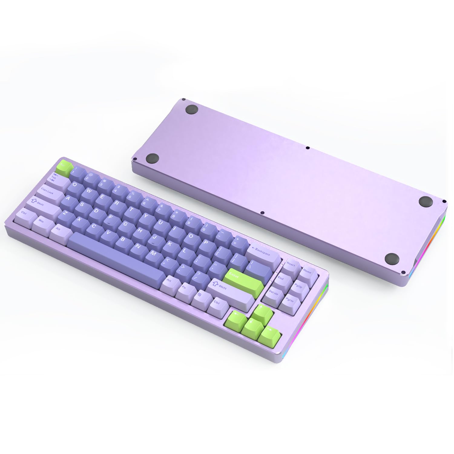 ATTACK SHARK M71 Wireless Mechanical Keyboard, 75% TKL, RGB LED, Hot-swap, 13.78 x 4.53, Lavender/Linear White Jade Switch