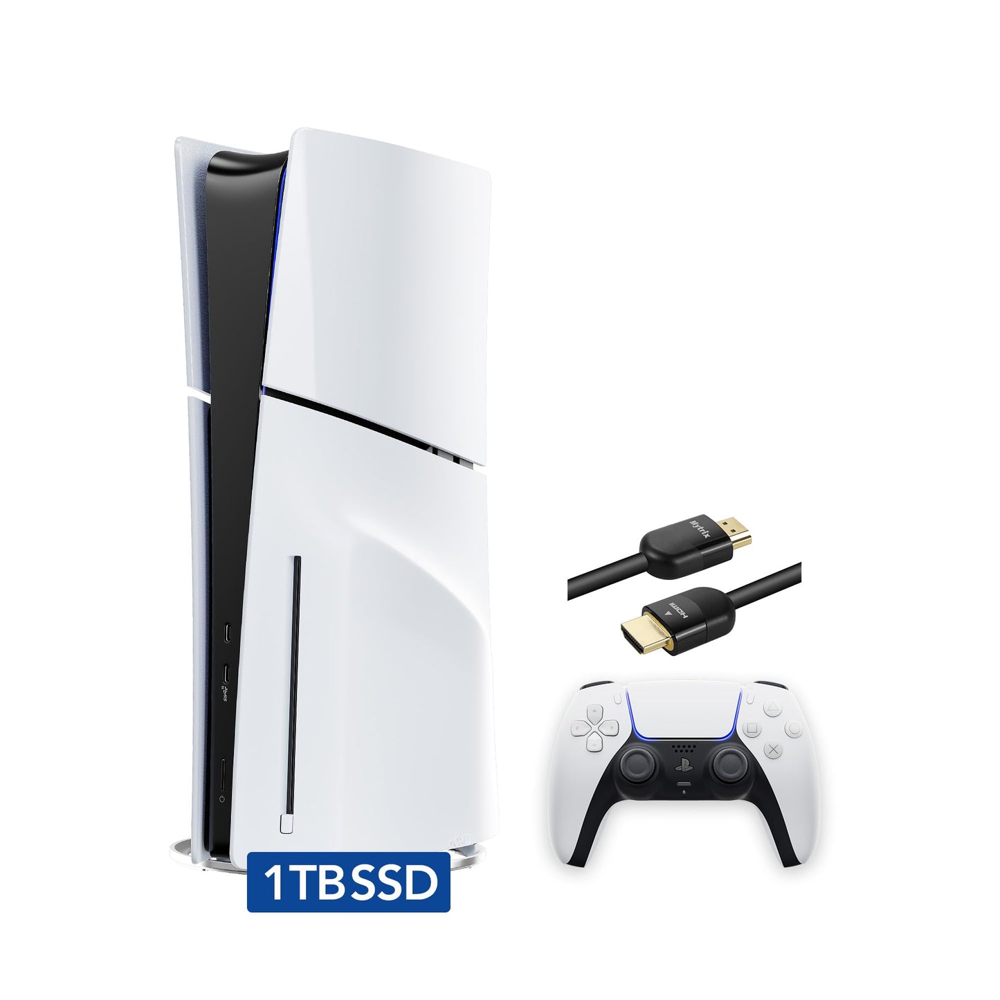 PlayStation 5 Slim Disc with 1TB SSD Storage  Wireless Dualsense Controller - PS5 Gaming System  White (Renewed) [video game]