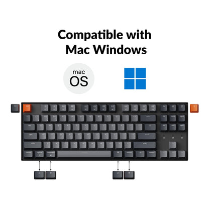Keychron K8 Tenkeyless Wireless Mechanical Keyboard - Brown Switch, Bluetooth, White Backlight for Mac & Windows, Model K8-A3