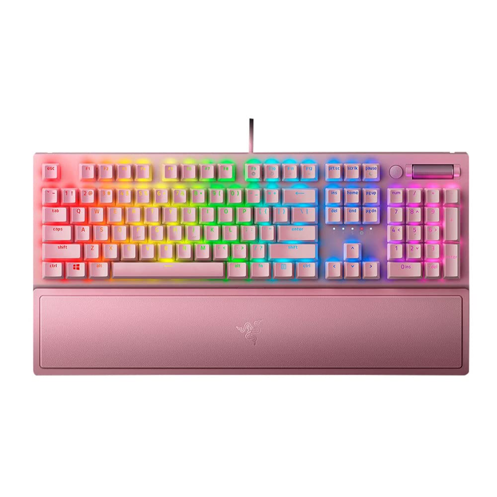 Razer BlackWidow V3 Gaming Keyboard - Mechanical Green Switch, RGB Lighting, Quartz Pink (Renewed)