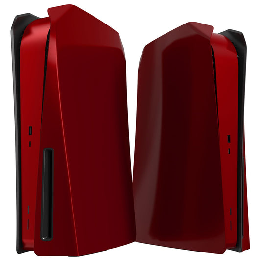 eXtremeRate eXcover Replacement Top Bottom Cover Compatible with ps5 Console Disc Edition  Scarlet Red Faceplate Backplate Shell Skin Compatible with ps5 Console Disc Version - Without Console