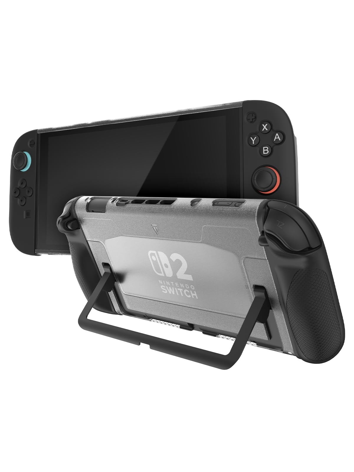 TUDIA Snap-On Case Compatible with Nintendo Switch 2 (2025) - [Kickstand Access] Dockable Slim Scratch-Resistant Console PC Cover with Enhanced Shockproof TPU Handheld Grip (Black  Clear Back Cover)