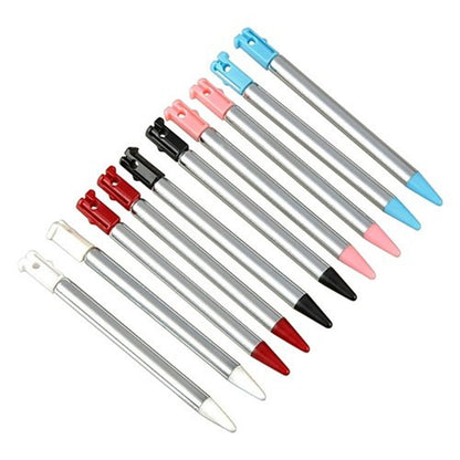 yueton Retractable Metal Stylus Touch Pen - Pack of 10, Compatible with Nintendo 3DS, 3DS XL, Colors: Black, White, Pink, Blue, Red