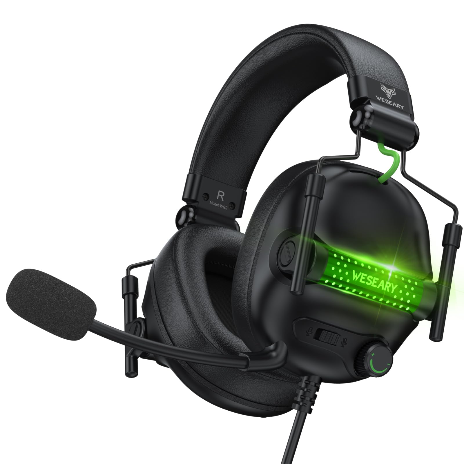 WESEARY Wired Gaming Headset for Xbox  PS5  PS4  Switch  PC  Mobile  Surround Sound Gaming Headphones with ENC Noise-Canceling Mic  50mm Drivers  Soft Memory Foam Earcups  Comfortable Durable Design