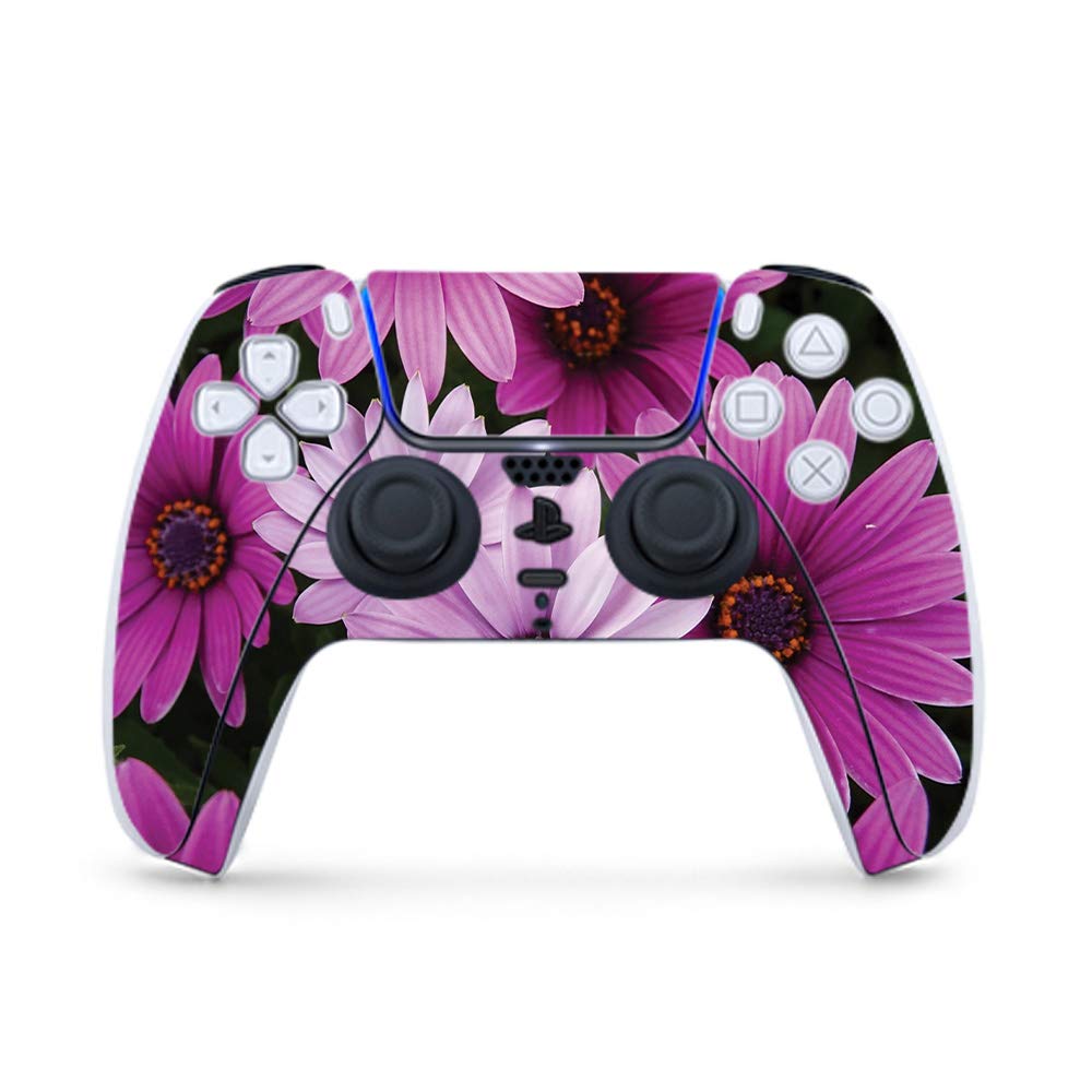 MightySkins Gaming Skin for PS5 / Playstation 5 Controller - Purple Flowers | Protective Viny wrap | Easy to Apply and Change Style | Made in The USA