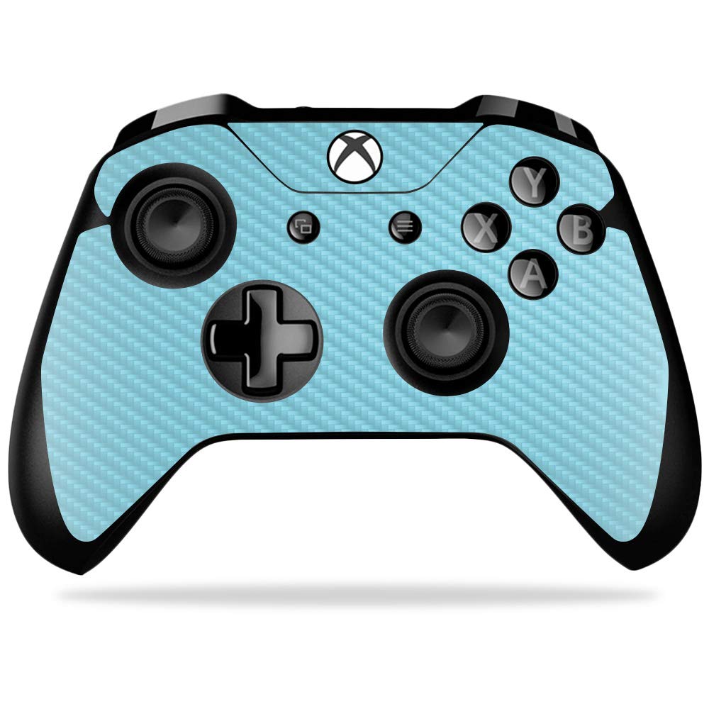 MightySkins Carbon Fiber Skin for Microsoft Xbox One X Controller - Solid Baby Blue | Protective  Durable Textured Carbon Fiber Finish | Easy to Apply  Remove  and Change Styles | Made in The USA