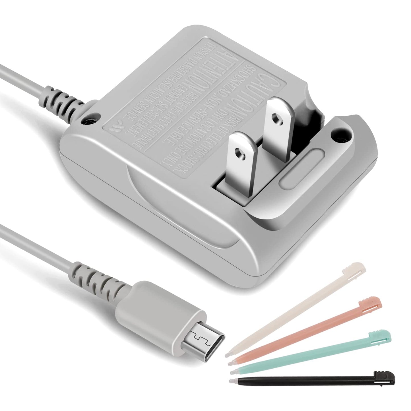 FIOTOK DS Lite Charger Kit - AC Adapter & Stylus Pen Replacement, A-Grey, Model 795410351742, Fast Charging, Compatible with Nintendo DS Lite