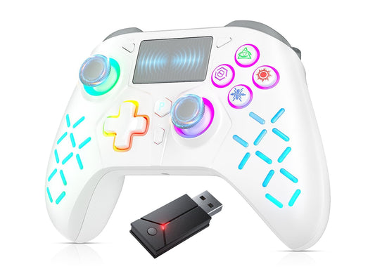 Gamrombo Gaming Controller for PlayStation 5 / PS5  PS4/PS3/PC/Switch/Steam Deck/Mac/Android/iOS with RGB LED Lights  Hall Triggers  Hall Joysticks  Marco  Audio Jack - Need to upgrade