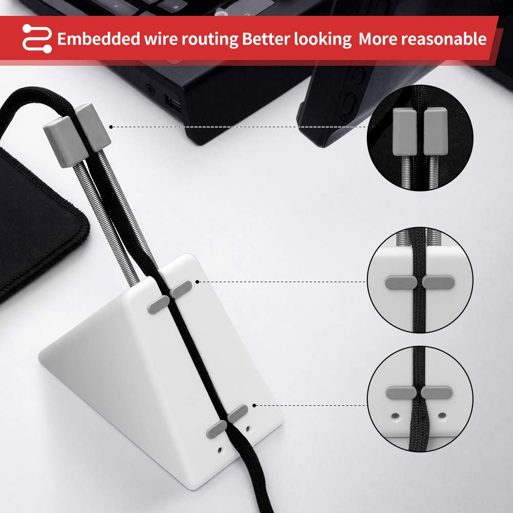 HOTLINEGAMES Mouse Bungee Cord Clip for Esports FPS - White, Model 3.0