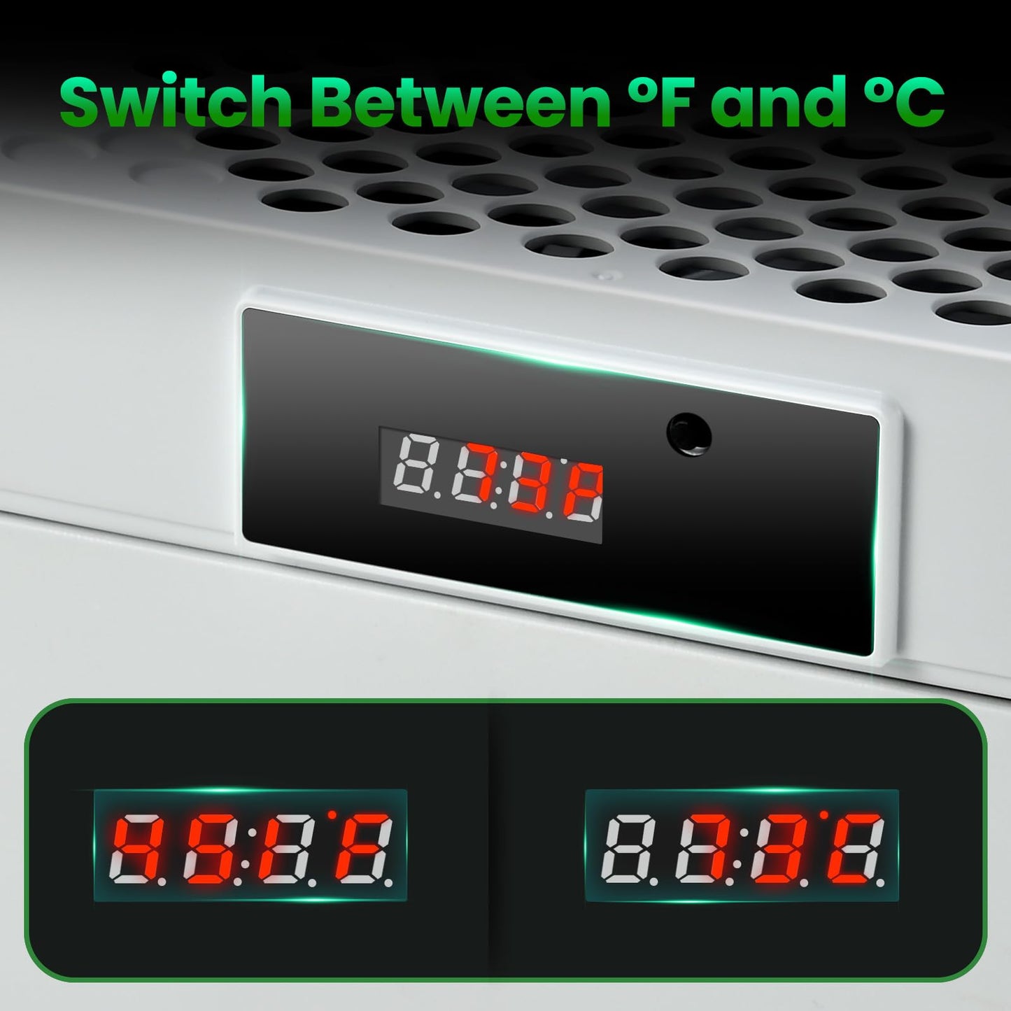 DEPGI Cooling Fan for Xbox Series S - Automatic Speed Adjustment, LED Display, Low Noise, RGB LED, White