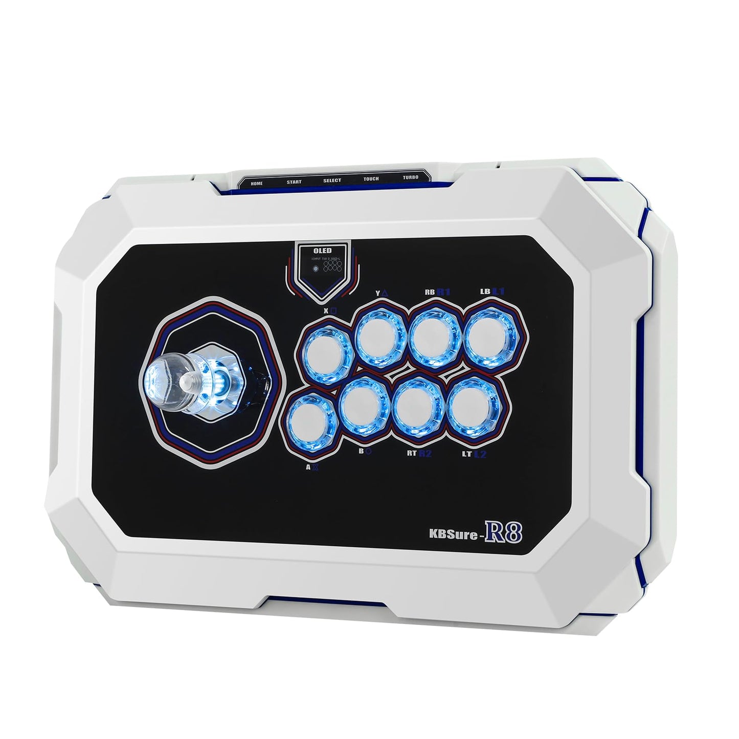 KBSure Arcade Joystick - White Blue Color, Ergonomic Design for Ultimate Gaming Experience