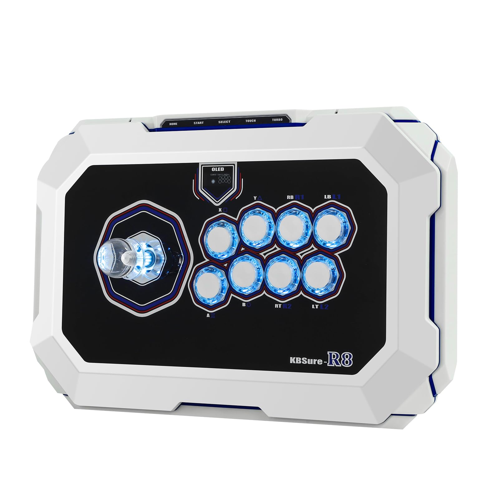 KBSure Arcade Joystick - White Blue Color, Ergonomic Design for Ultimate Gaming Experience