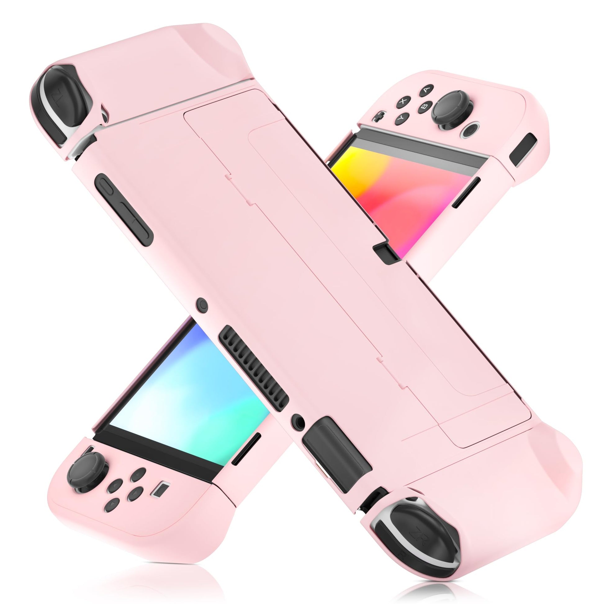 FANPL Dockable Case for Nintendo Switch OLED 2021 - Protective Cover for Joy Con Controller, Durable, Pink, Model NOD-18
