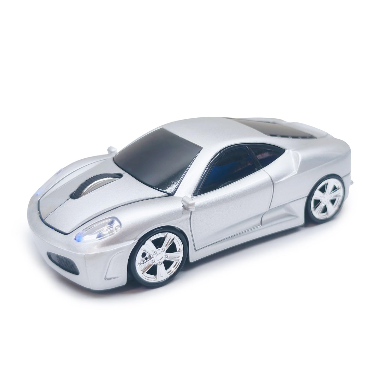 SDGSQHA Wireless Sports Car Mouse – Cute Silver Mice for PC, Laptop, MAC