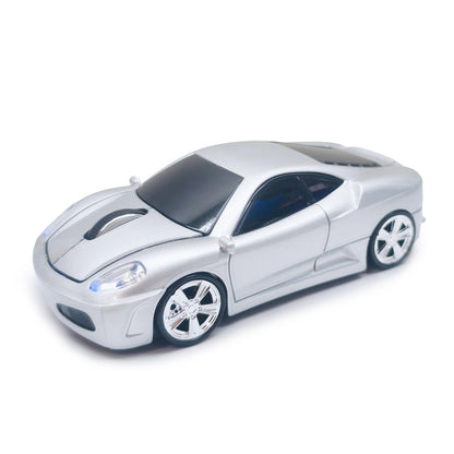 SDGSQHA Wireless Sports Car Mouse – Cute Silver Mice for PC, Laptop, MAC