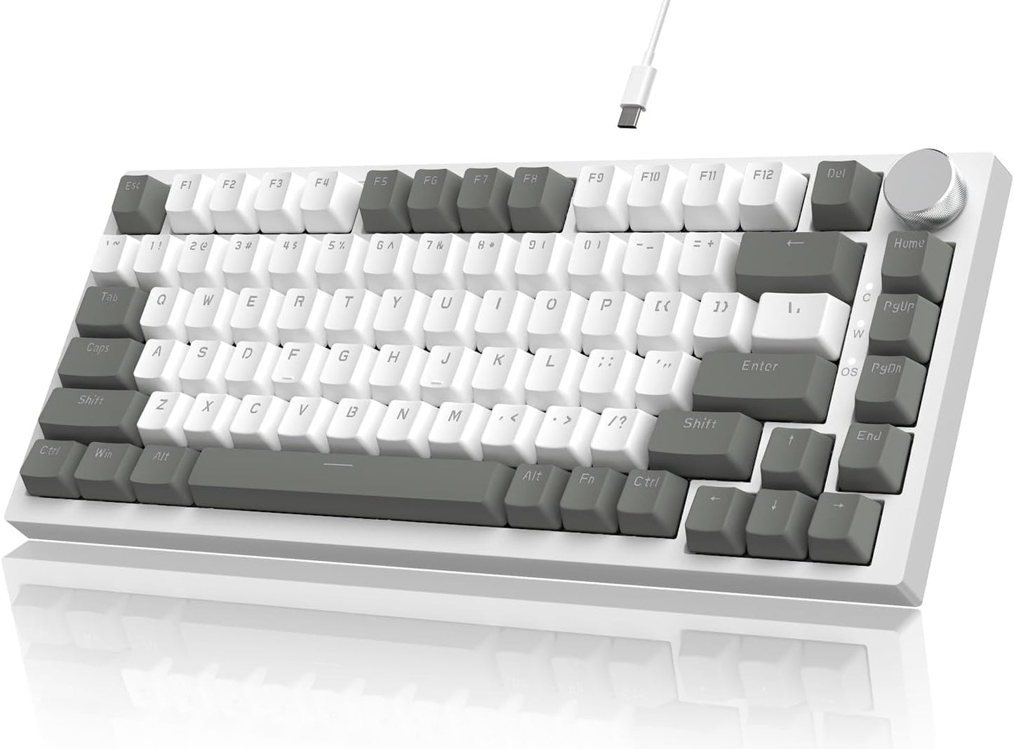 ATTACK SHARK X Ajazz AK820 Hot Swappable Mechanical Keyboard 75% Percent TLK Custom Wired Keyboard Gaming with Rotary Knob Poron Foam Silicon Pad Led Backlit NKRO for Win/Mac Gasket As Red Switch