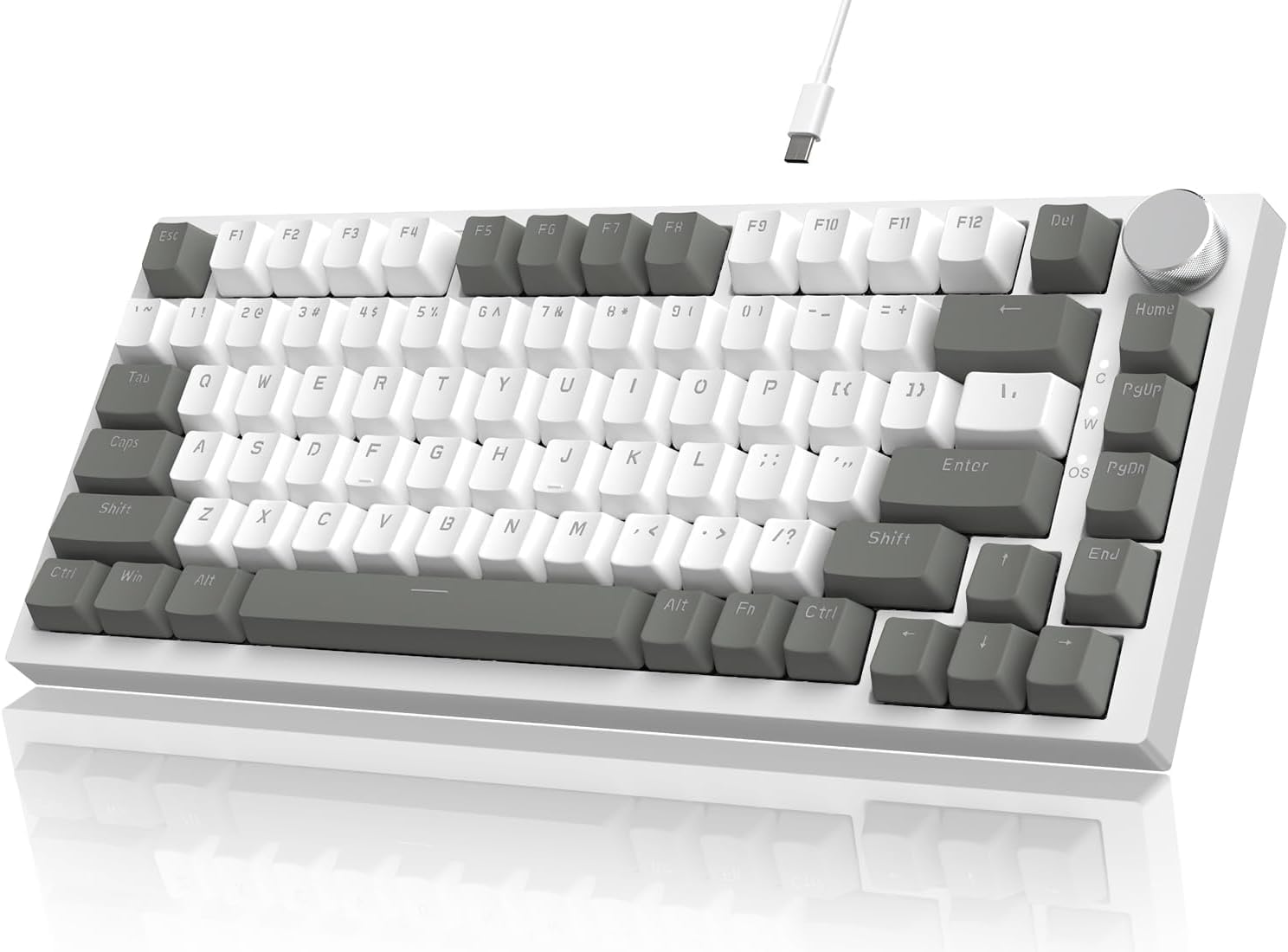 ATTACK SHARK X Ajazz AK820 Hot Swappable Mechanical Keyboard 75% Percent TLK Custom Wired Keyboard Gaming with Rotary Knob Poron Foam Silicon Pad Led Backlit NKRO for Win/Mac Gasket As Red Switch