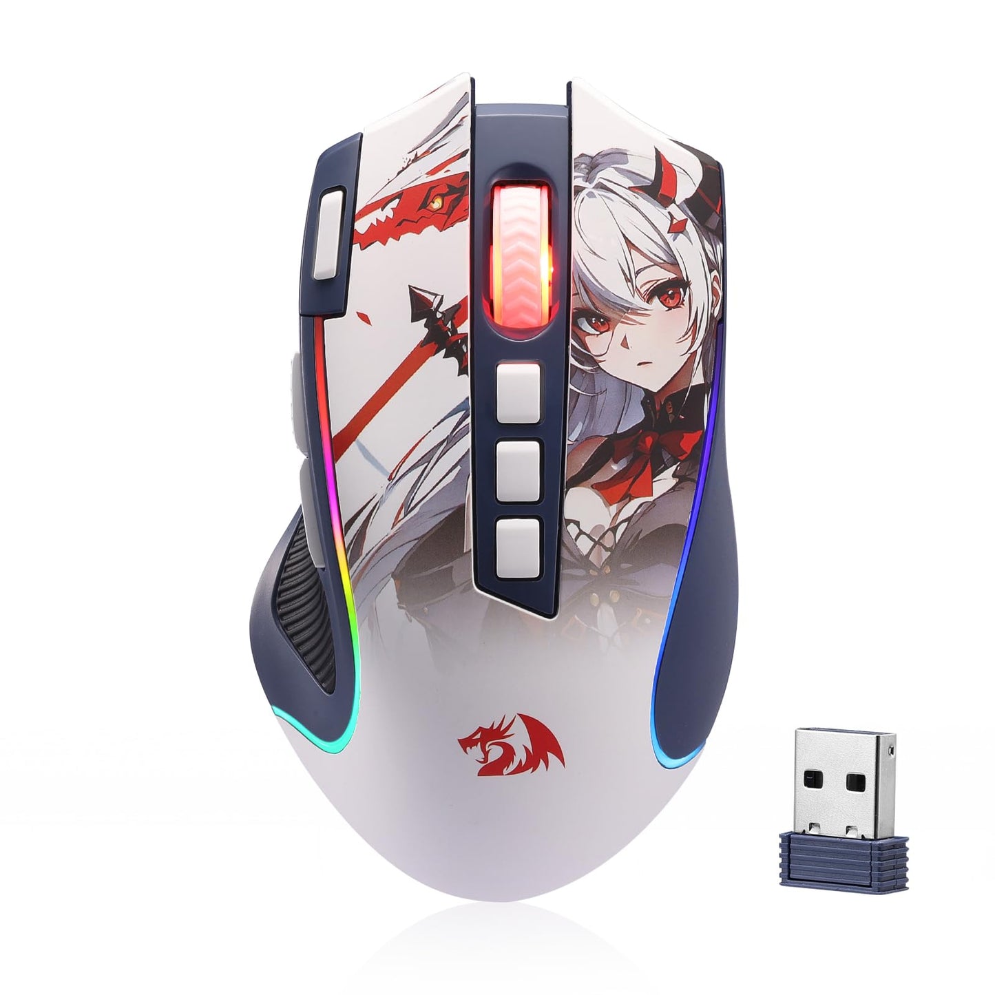 Redragon M612AK PRO RGB Gaming Mouse - 8000 DPI, 9 Programmable Buttons, Wireless & Wired, Anime Version