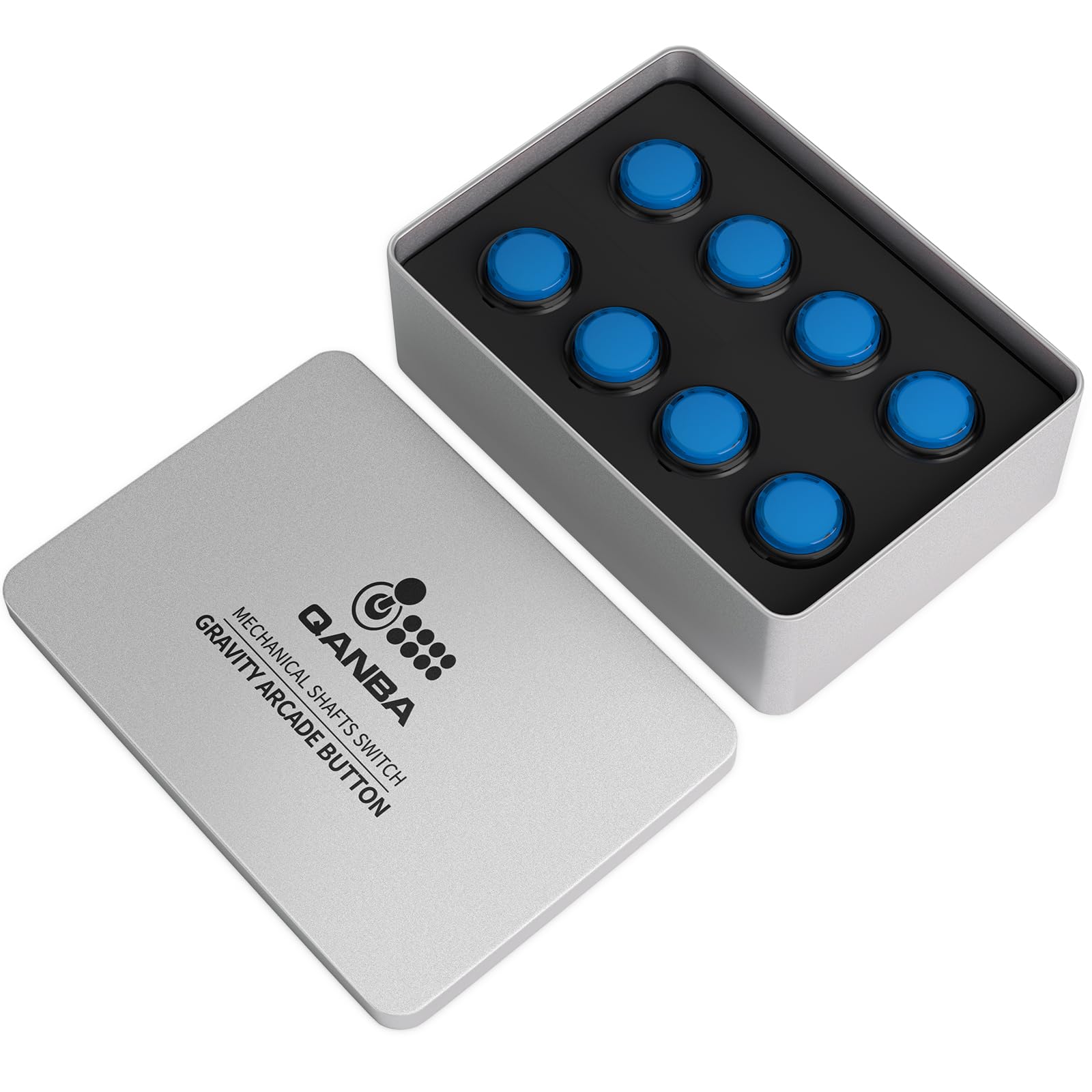 Qanba Gravity KS Mechanical Shafts Silent Pushbutton 30mm Snap-in (Boxed (Clear Black Blue D07(8 pcs)