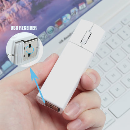 elec Space Wireless Mini Finger Mouse - Silent Bluetooth & 2.4GHz, Ergonomic, Portable, White, Model 78b13e75-39f1-493b-a83c