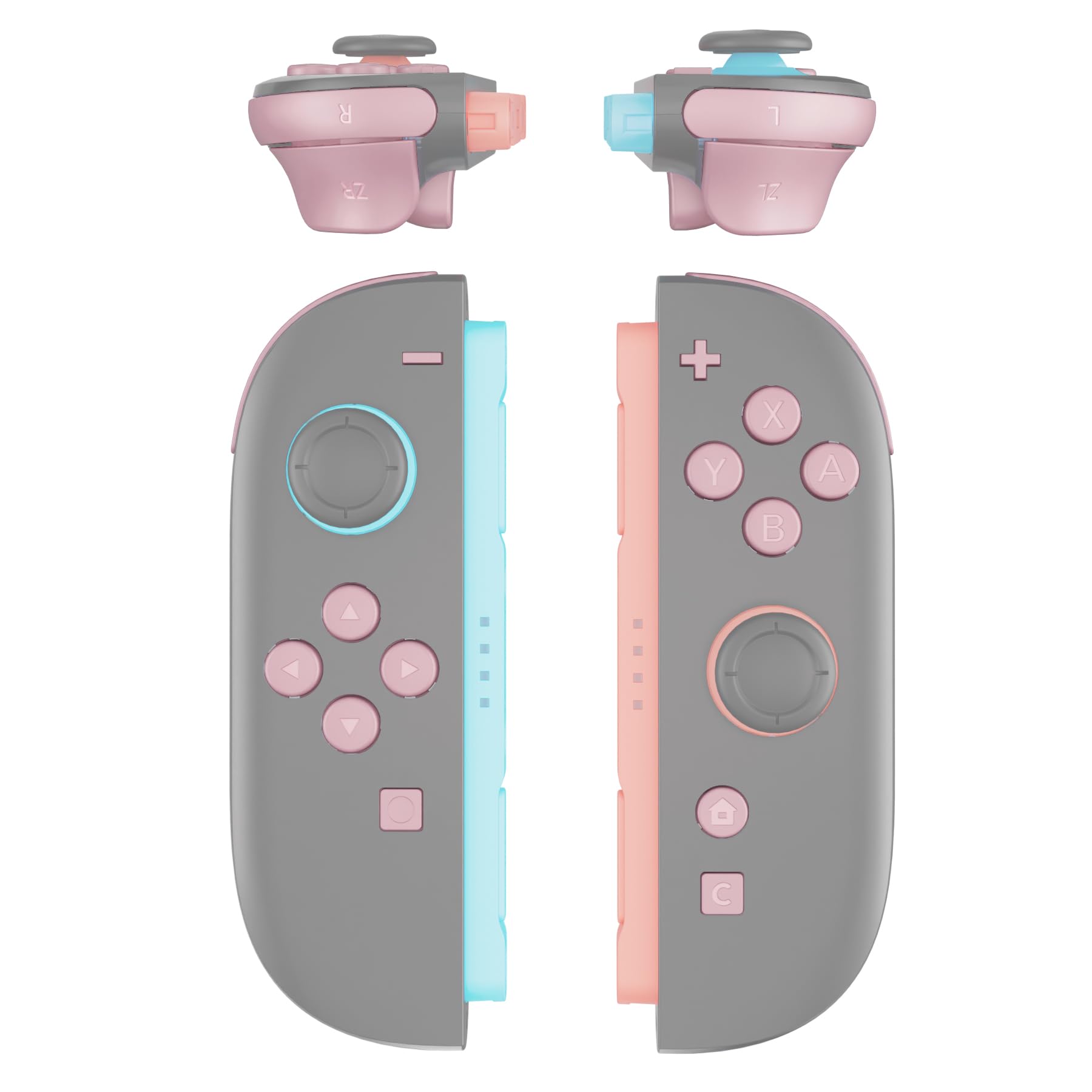 eXtremeRate DIY Replacement Full Set Buttons for Joycon 2  Custom ABXY Direction Keys Dpad + - C Home Capture Release L R ZR ZL Trigger Buttons for Nintendo Switch 2 Controller - Cherry Blossoms Pink