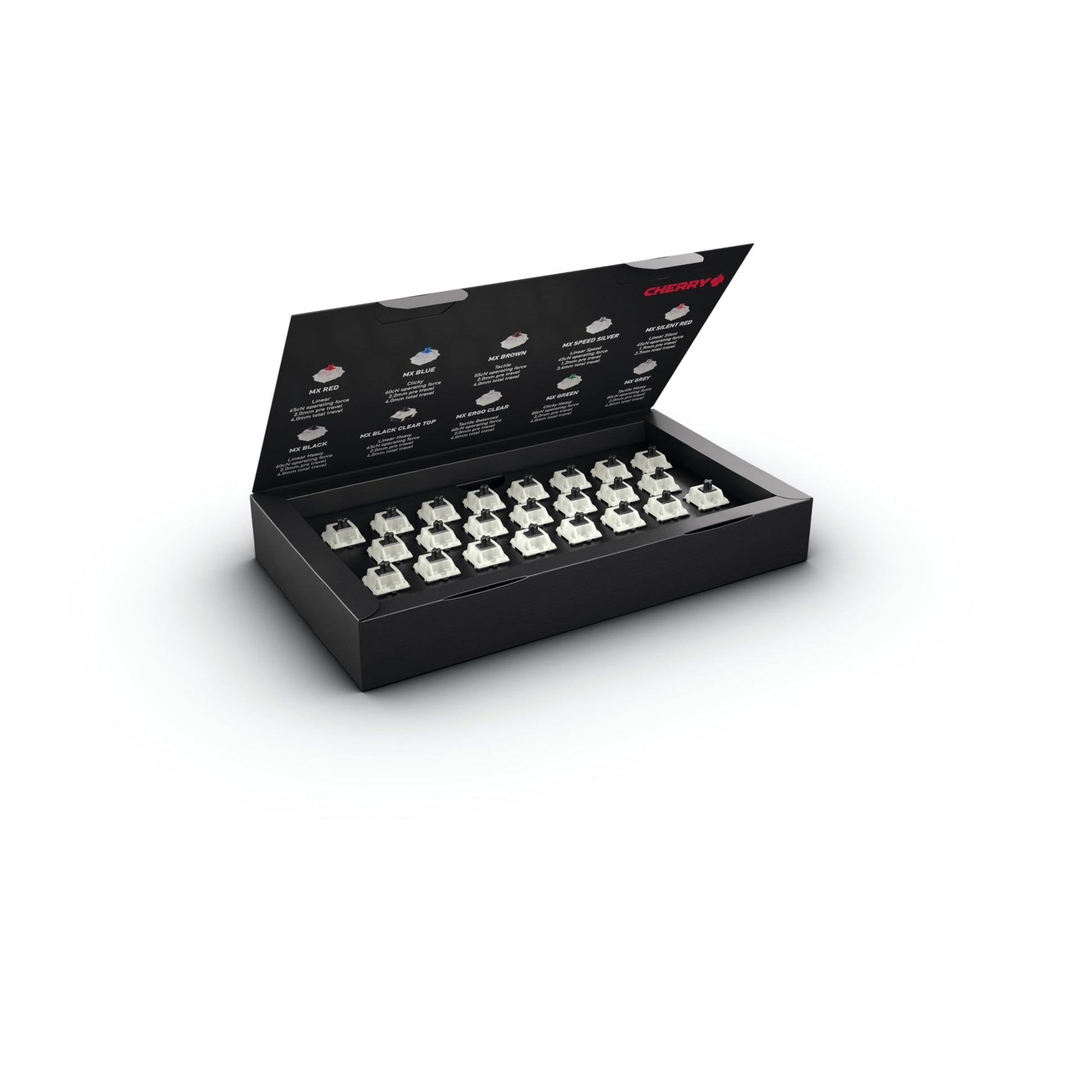 CHERRY MX Black Clear TOP Switch Kit  23 Mechanical Keyboard Switches  for DIY  Hot-Swap or Gaming Keyboards  Linear Switch Without Click  Powerful & Direct