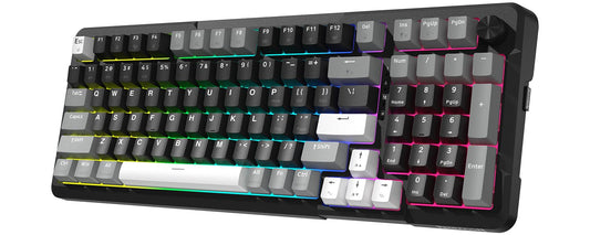 Redragon K742 Wireless Mechanical Gaming Keyboard with Knob  Bluetooth 5.0/2.4GHz/USB C Wired Creamy Keyboard with Number Pad for PC Computer  Hot Swappable RGB Backlits  Custom Linear Switch  Black