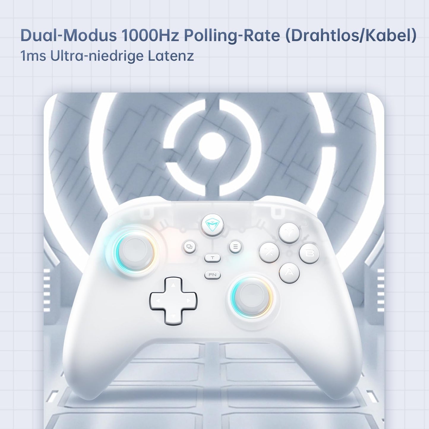 Machenike G3V2 Bluetooth Controller - RGB Lighting, Hall Effect Joysticks, 1000mAh Battery, White PE