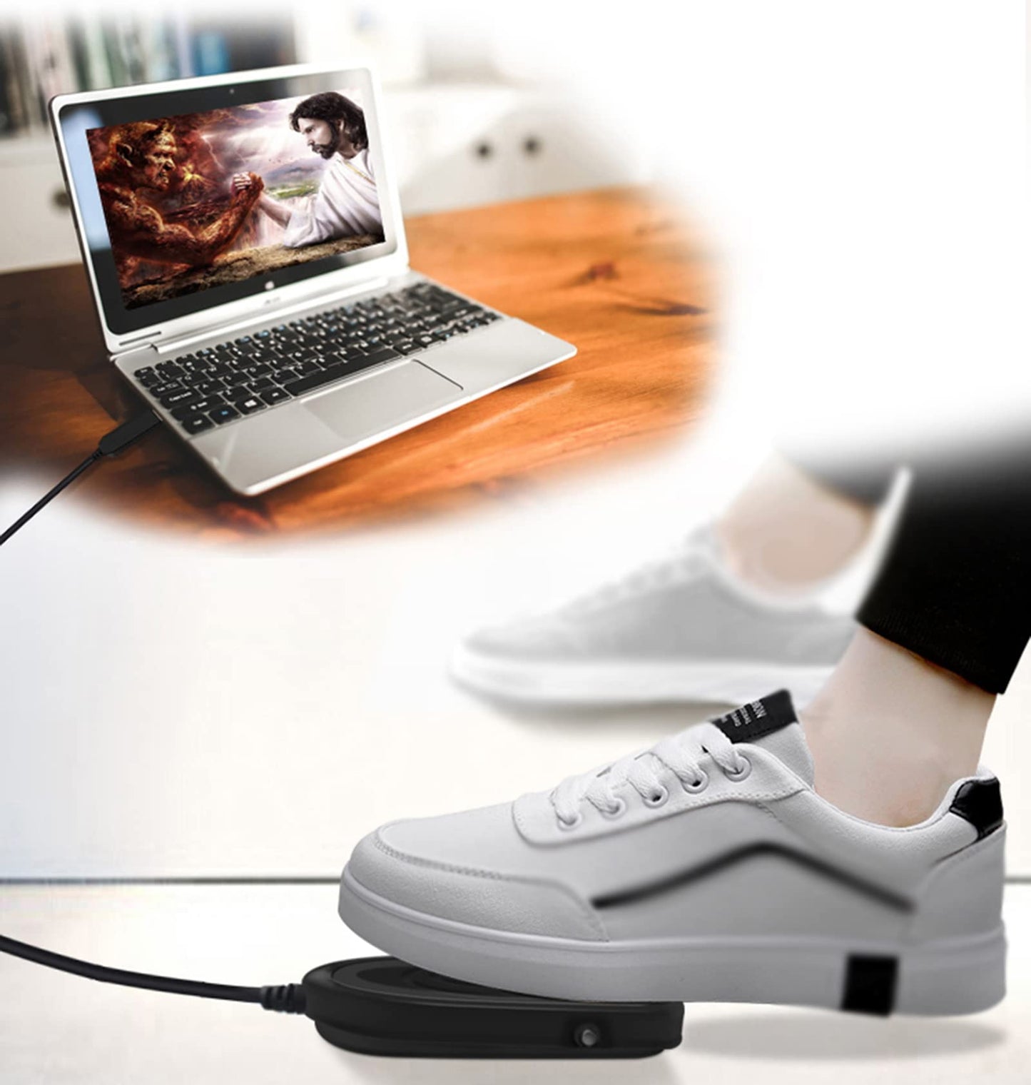 Meichoon USB Foot Pedal - Single Mechanical Switch Keypress Simulator with 2m Cable - Black for Medical Imaging & Gaming