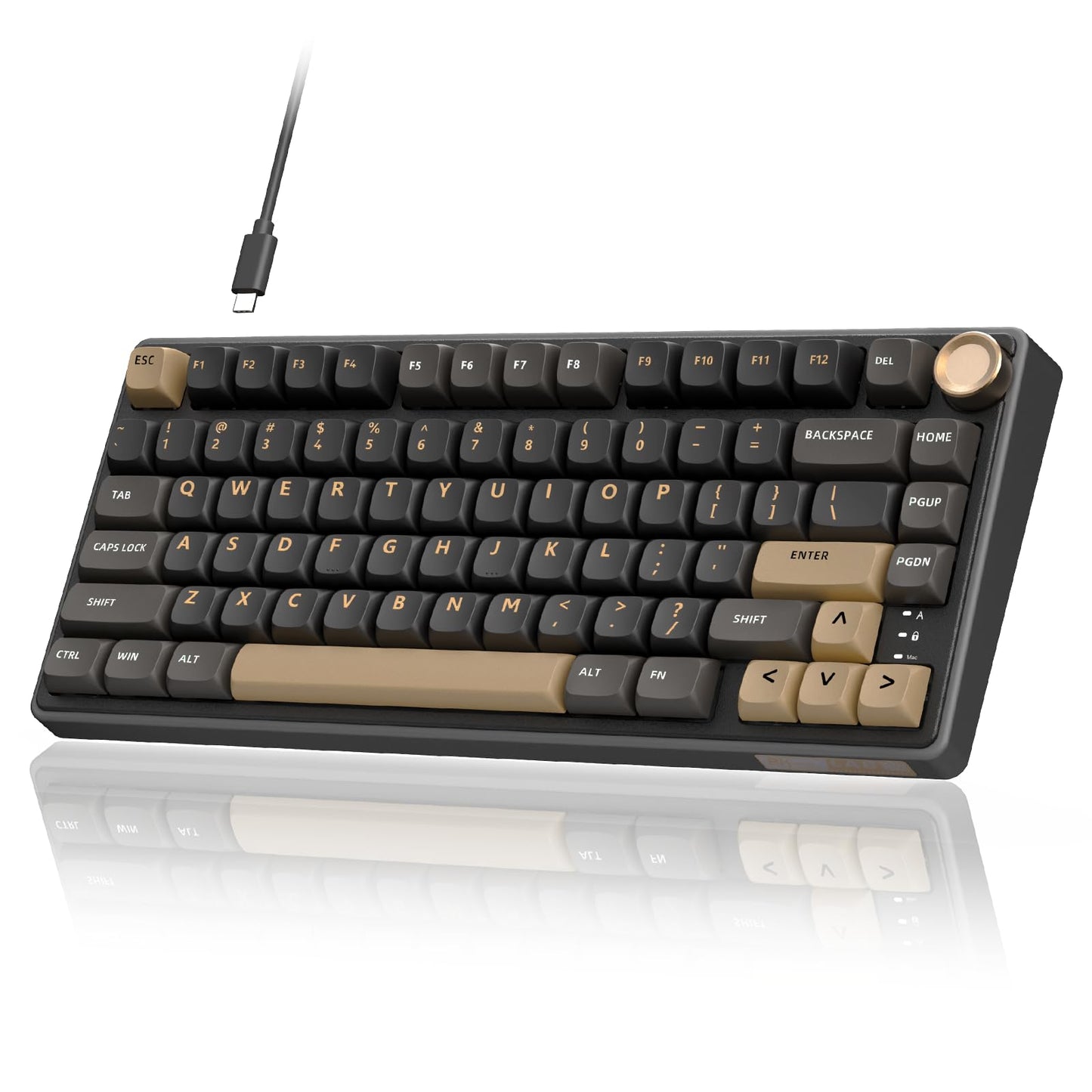 RK ROYAL KLUDGE R75 Wired Gaming Keyboard with Volume Knob  75% Mechanical Gaming Keyboard Custom Gasket Mount with MDA Profile PBT Keycaps  QMK/VIA  Hot Swappable Silver Switch  Black