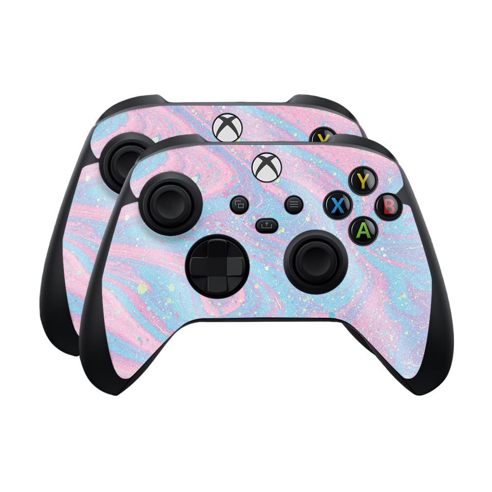 Glossy Glitter Skin Compatible with Microsoft Xbox Series X|S Controller (2 Pack) - Cotton Candy Swirl - Premium 3M Vinyl Protective Wrap Decal Cover | Crafted in The USA by MightySkins