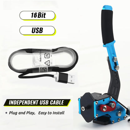 RASTP 64Bit USB Handbrake for SIM Racing - Compatible with Logitech G27 G25 G29 T500 T300 - Blue, No Clamp