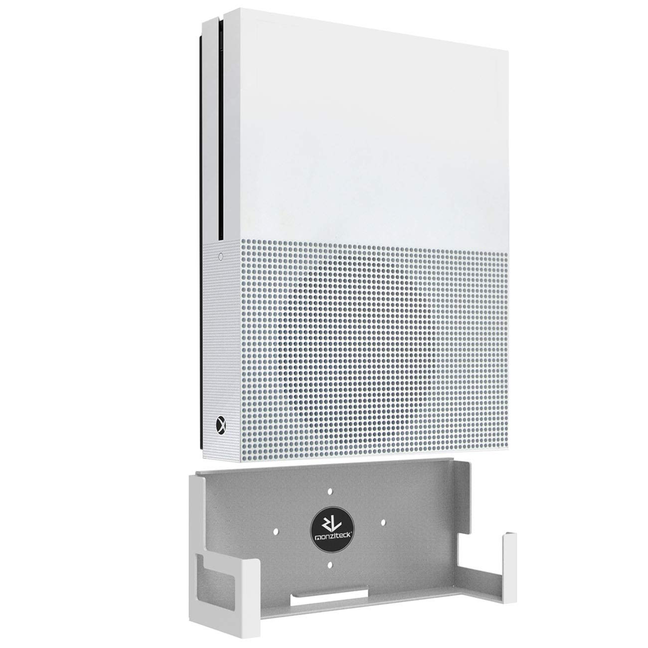 Monzlteck Wall Mount for Xbox One S - All Metal Vertical Bracket, Black, with Power Button, Space-Saving Design