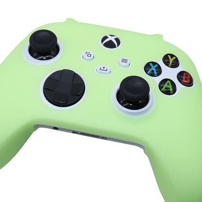 HLRAO Glow Green Silicone Cover for Xbox Series X/S Controller, Anti-Slip Soft Rubber with 6 Thumb Grip Caps