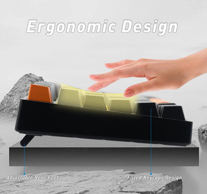 E-YOOSO Z-14 Mechanical Gaming Keyboard, Full-Size 104 Keys, Red Switch, Solid Yellow Backlit, Grey Red Switch, Black