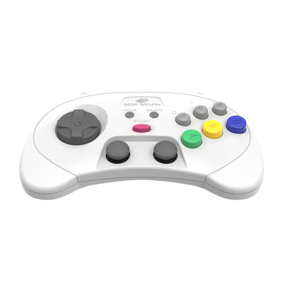 Retro-Bit SEGA Saturn Wireless Pro Controller - 2.4GHz, Includes 2 Receivers, White, Model rb-uni-28