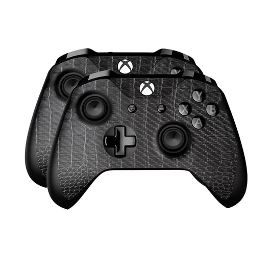 Carbon Fiber Skin Compatible with Microsoft Xbox One Controller (2 Pack) - Black Gator Skin - Premium 3M Vinyl Protective Wrap Decal Cover - Easy to Apply | Crafted in The USA by MightySkins