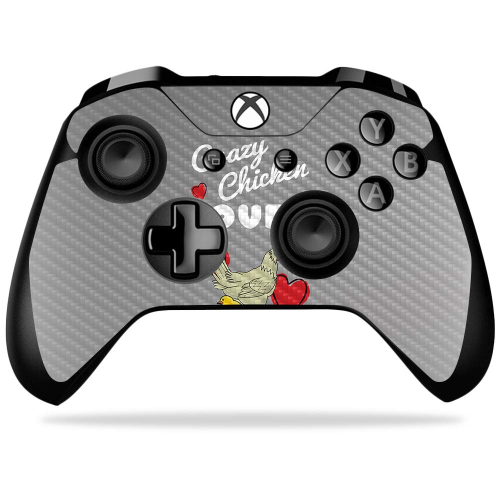 MightySkins Carbon Fiber Skin for Microsoft Xbox One X Controller - Crazy Chicken Lover | Protective  Durable Textured Carbon Fiber Finish | Easy to Apply  Remove  and Change Styles | Made in The USA