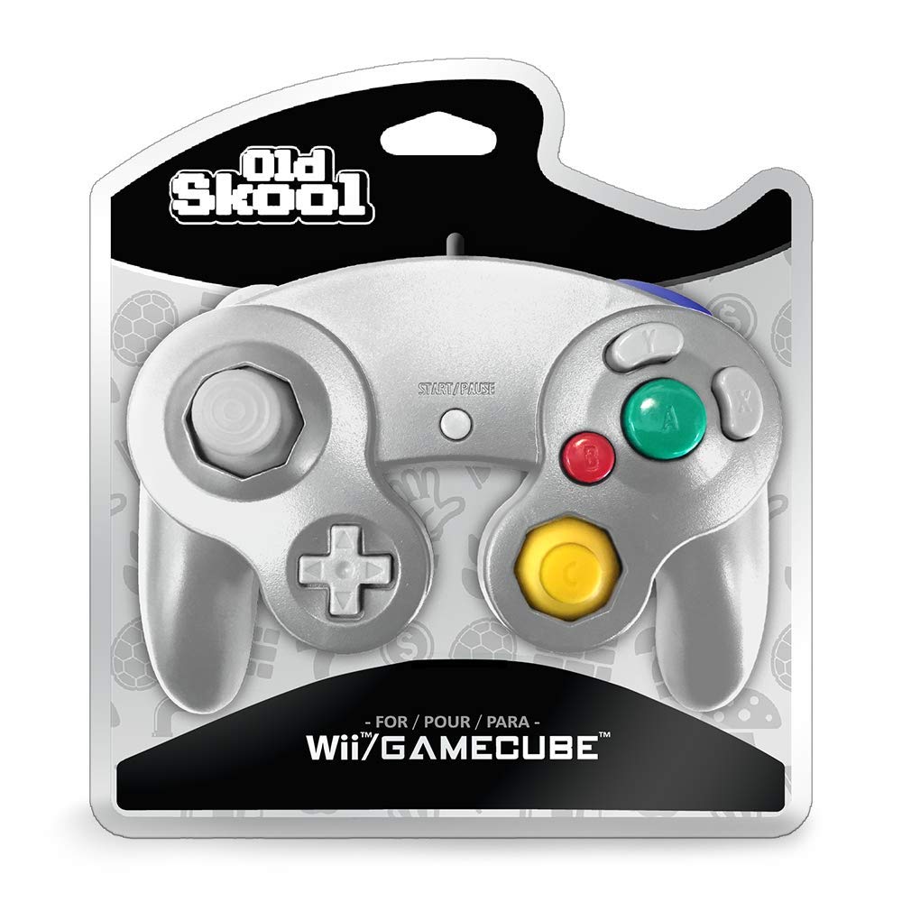 Old Skool GameCube/Wii Controller - Silver Edition, Compatible with GameCube/Wii