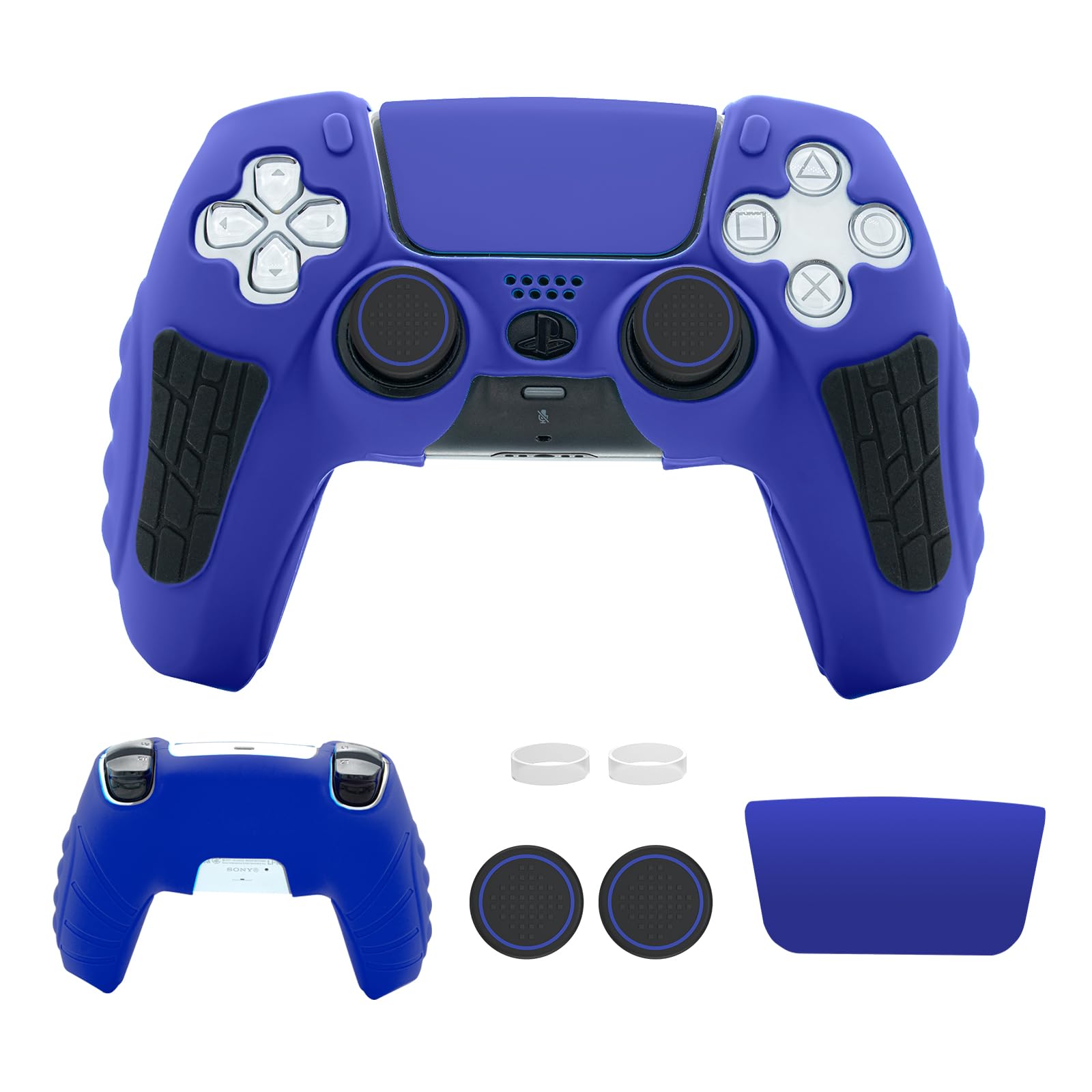 ECHZOVE PS5 Controller Silicone Case (Blue) - Durable  Anti-Slip PS5 Controller Cover with Customizable Joystick Accessories