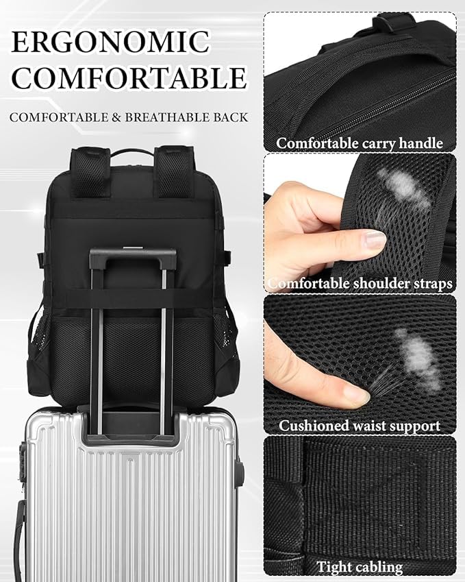 BISKLNDN Tactical Gaming Backpack for PS5, Fits PS5/PS4, 17.7"x12.6"x8.3", Black, Model F010