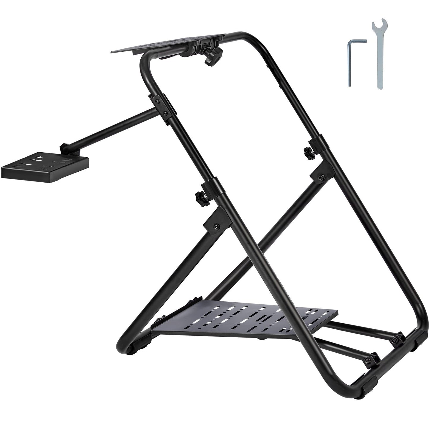 VEVOR Foldable Racing Steering Wheel Stand  Height Adjustable Universal Base Compatible with Logitech & Thrustmaster Racing Wheel and Pedal  Heavy-duty Frame Standard GT/Formula Seating Portable