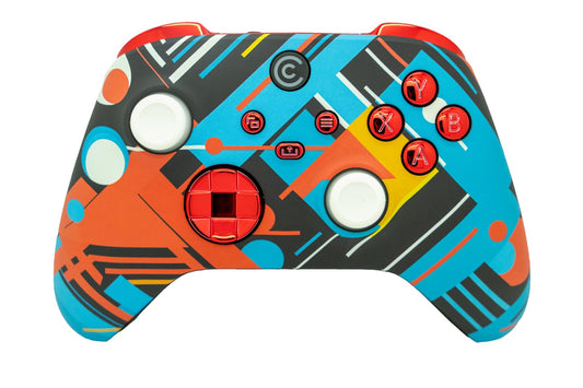 Custom Controllerzz Wireless Controller for Xbox & PC - Abstract Fusion & Red Chrome Inserts