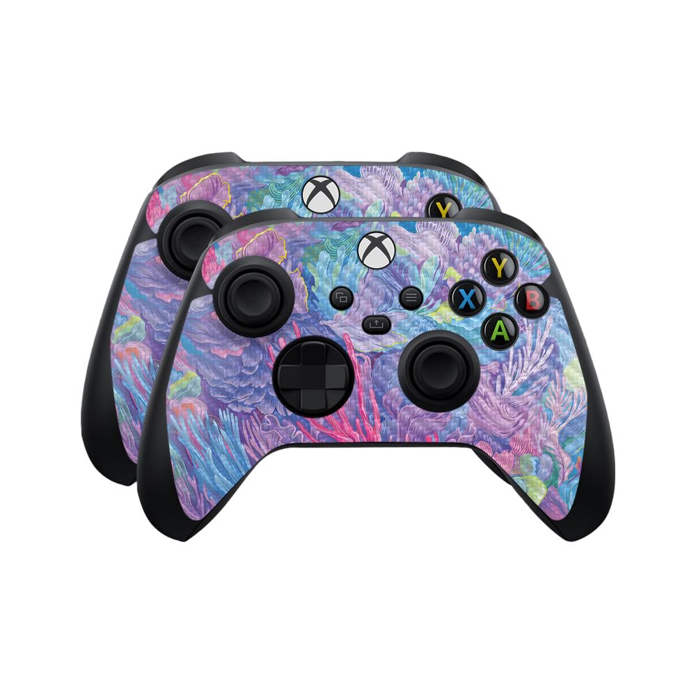 Carbon Fiber Skin Compatible with Microsoft Xbox Series X|S Controller (2 Pack) - Dreamy Reef - Premium 3M Vinyl Protective Wrap Decal Cover - Easy to Apply | Crafted in The USA by MightySkins