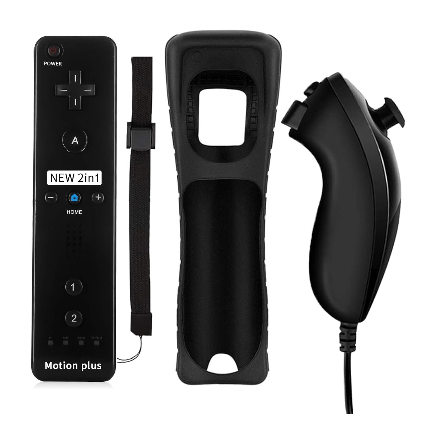 QUMOX Wii Nunchuck Remote Controller with Motion Plus, Shock Function, Black