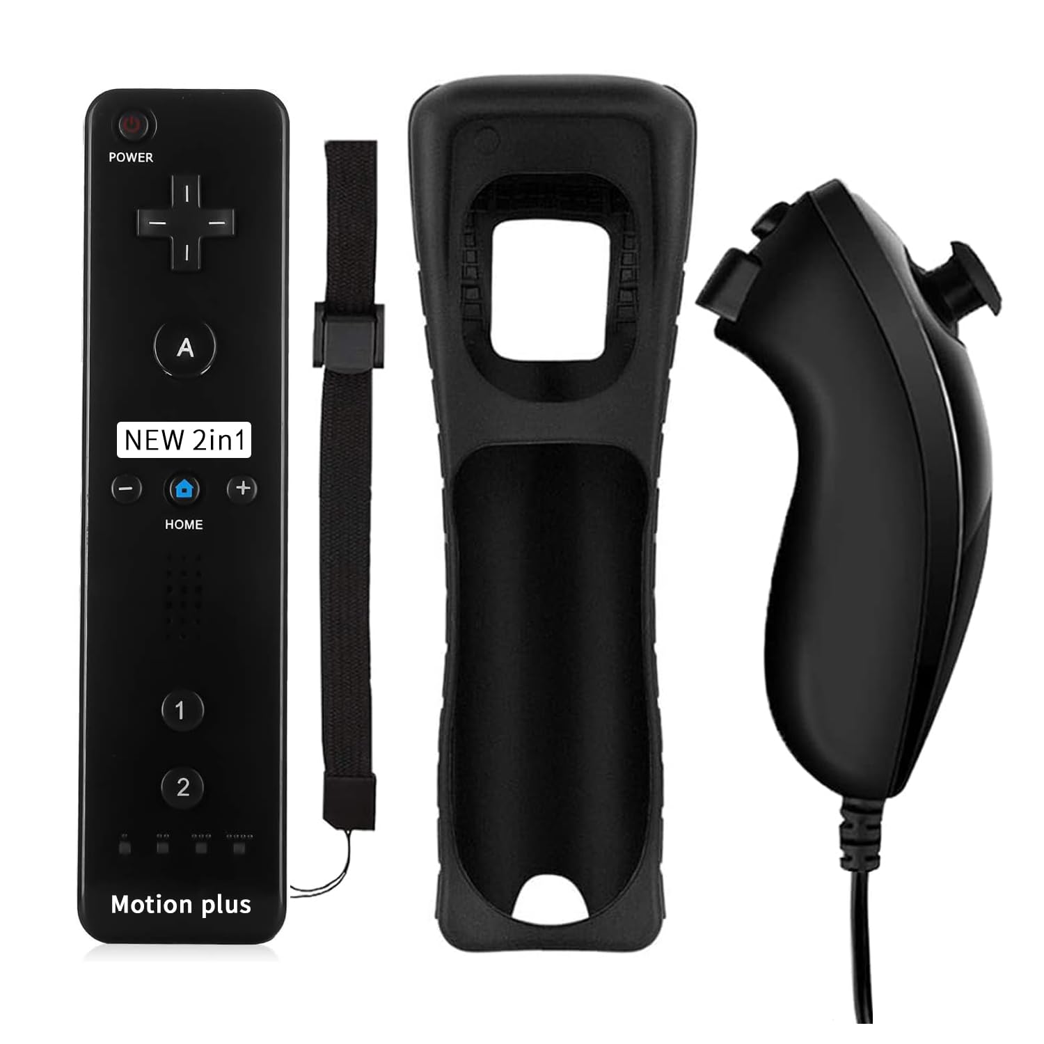 QUMOX Wii Nunchuck Remote Controller with Motion Plus, Shock Function, Black