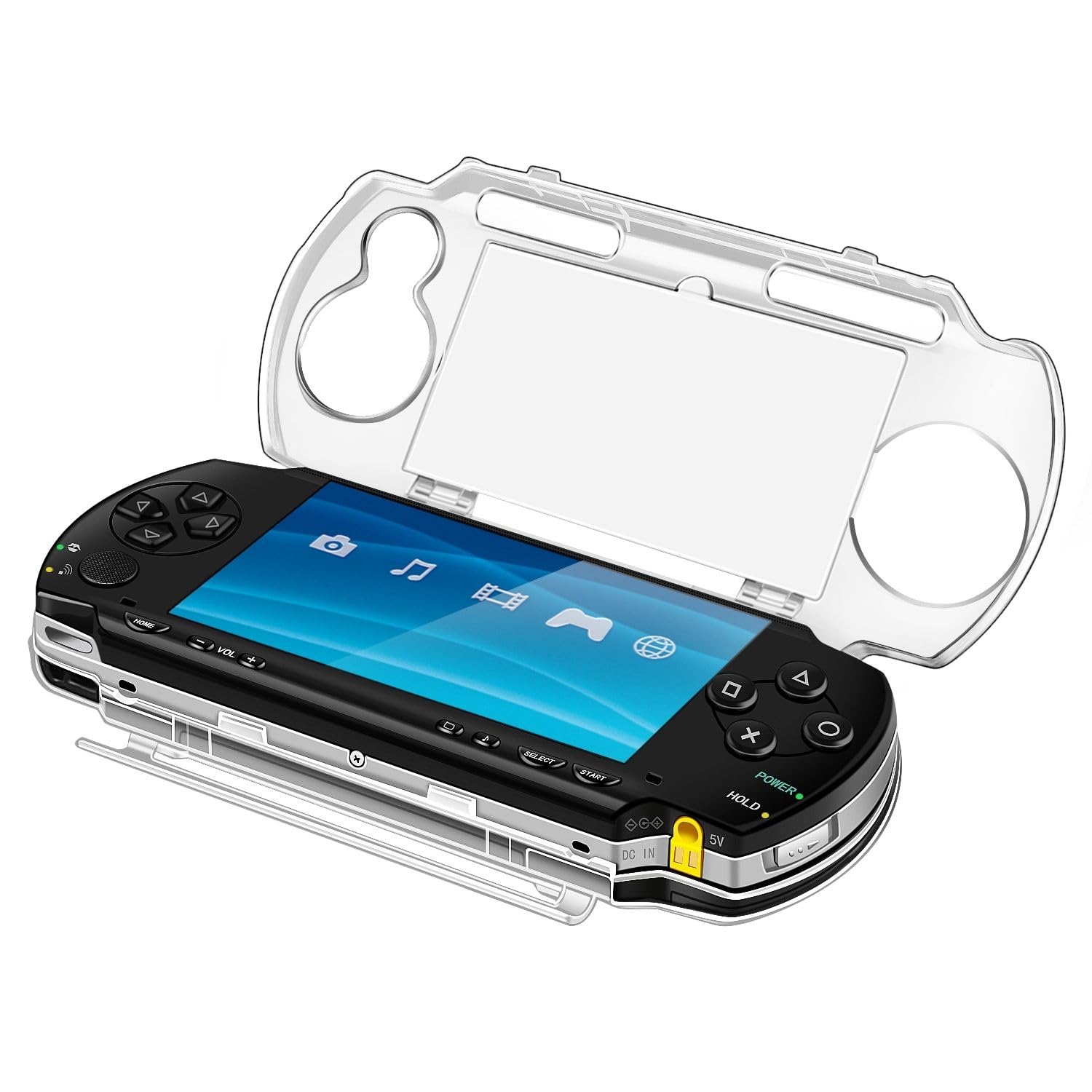 TNP Clear Hard Case for PSP 1000 - Protective Transparent Hard Case for Sony PSP 1000  Full Cover Crystal Clear Hard Case for PSP 1000 Console  Snap-in Protector Cover Case with Clear Display
