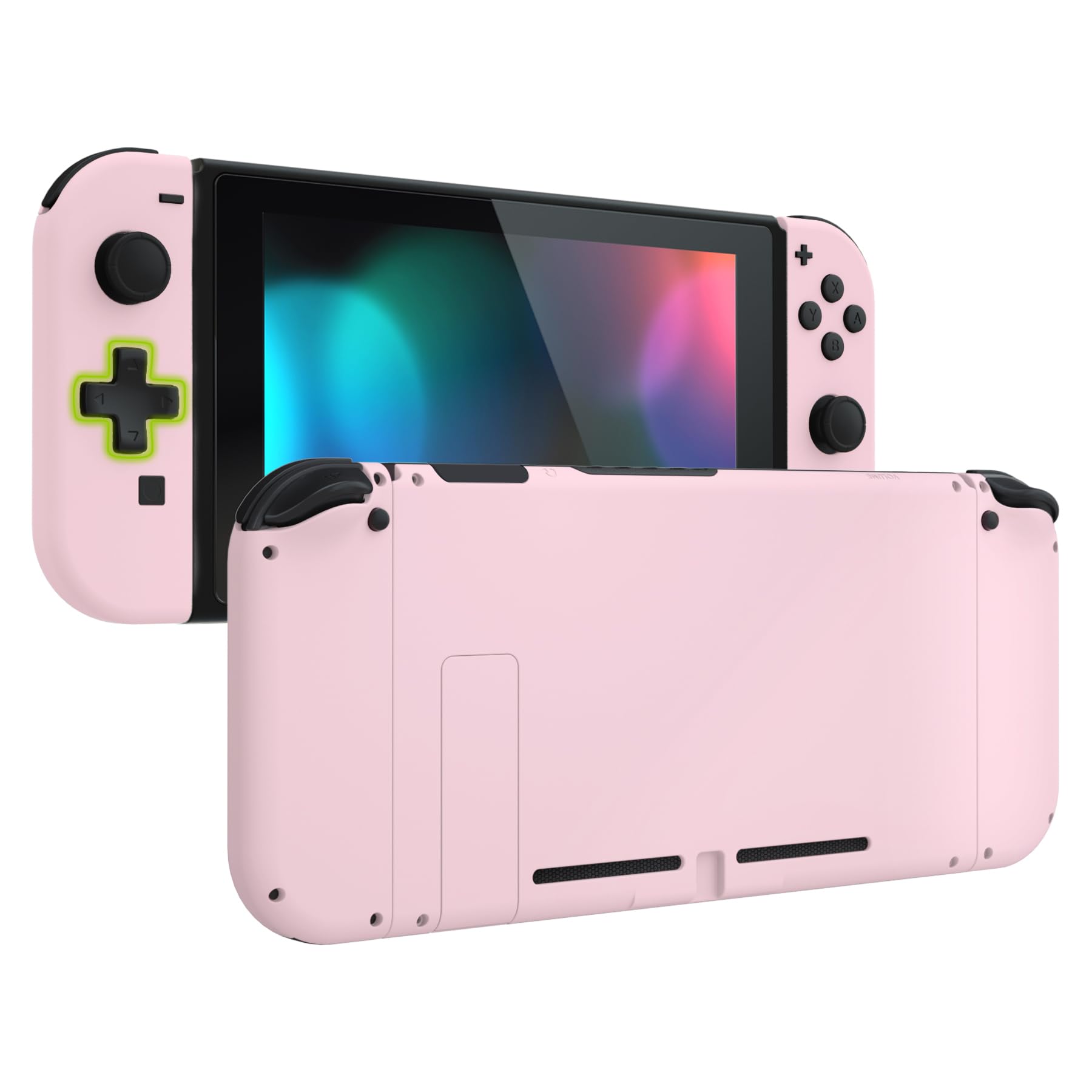 eXtremeRate Dpad Version Custom Full Set Shell for Nintendo Switch  Replacement Console Back Plate  NS Joycon Handheld Controller Housing with Buttons for Nintendo Switch - Cherry Blossoms Pink